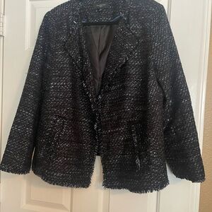 Talbots Black & Blue Tweed Blazer NWOT